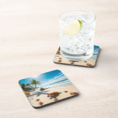 Sea  Crabs on Tropical Beach – Serene Ocea Getränkeuntersetzer (Rechte Seite)