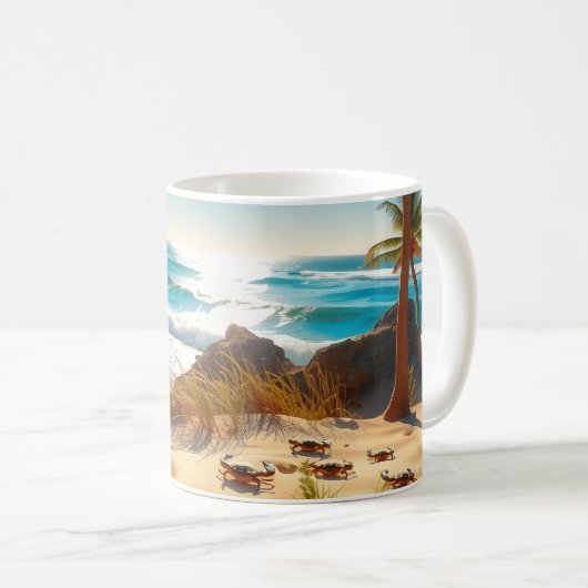 Sea  Crabs on Tropical Beach – Serene Ocea Kaffeetasse (VorderseiteRechts)