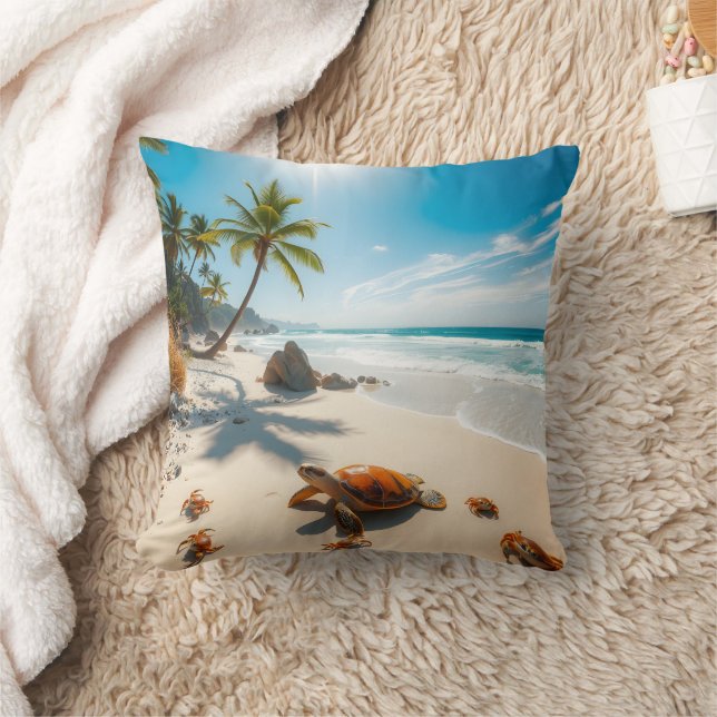 Sea  Crabs on Tropical Beach – Serene Ocea Kissen (Decke)