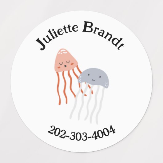 Sea Creature Waterproof Circle Sticker Name Labels (Design 1)