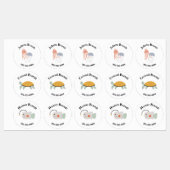 Sea Creature Waterproof Circle Sticker Name Labels (Blatt)