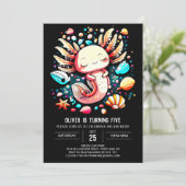 Sea Creatures Axolotl Whimsical Birthday Einladung (Stehend Vorderseite)
