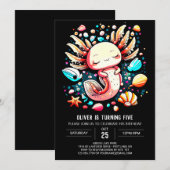 Sea Creatures Axolotl Whimsical Birthday Einladung (Vorne/Hinten)