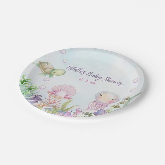 Sea Creatures Baby Dusche Teller (Schrägansicht)