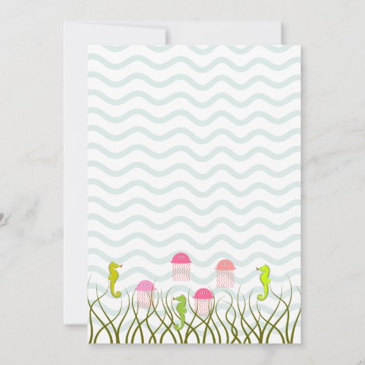 Sea Creatures Babydusche Einladung (Rückseite)