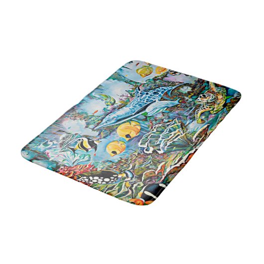Sea Creatures Beach House Oceanic Bath Mat Badematte (Schrägansicht)