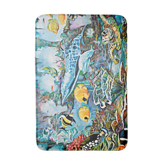 Sea Creatures Beach House Oceanic Bath Mat Badematte (Vorderseite Vertikal)
