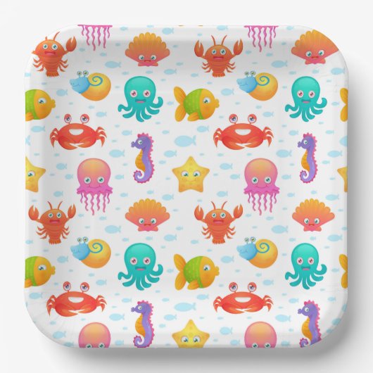 Sea Creatures Birthday Baby Shooter Pappteller (Vorderseite)