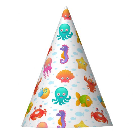 Sea Creatures Birthday Party Baby Shooter Partyhütchen (Vorderseite)