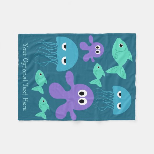 Sea Creatures Custom Vlies-Decks Fleecedecke (Vorderseite (Horizontal))