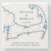 Sea Crest Beach Resort Hochzeitsgeschenk Cape Cod Steinuntersetzer (Vorderseite)