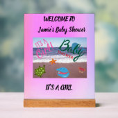 Sea Critters Babydusche Rosa Hintergrund Acrylschild (Neutral)