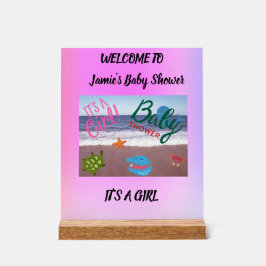 Sea Critters Babydusche Rosa Hintergrund Acrylschild