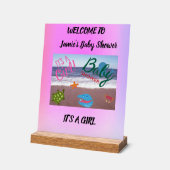 Sea Critters Babydusche Rosa Hintergrund Acrylschild (Winkel)