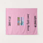 Sea Critters Babydusche Rosa Hintergrund Wandteppich (Vorderseite (Horizontal))