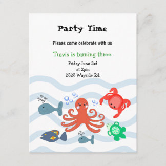 Sea Critters Einladung zur Geburtstagsparty