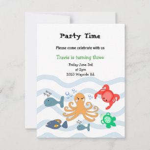 Sea Critters Einladung zur Geburtstagsparty