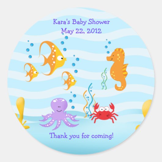 SEA CRITTERS Under Sea Baby Shooter Favor Sticker (Vorderseite)