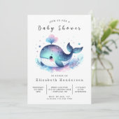 Sea Custom Whale Baby Dusche Einladung (Stehend Vorderseite)