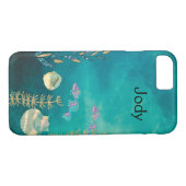 Sea Design iPhone Case mit Muscheln & Fisch (Rückseite (Horizontal))