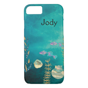 Sea Design iPhone Case mit Muscheln & Fisch