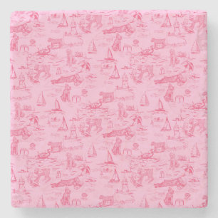 Sea Dog Toile Pink Steinuntersetzer