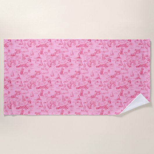 Sea Dog Toile Pink  Strandtuch (Vorderseite)