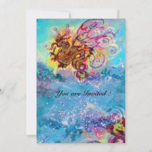 SEA DRACHEN blau violett lila schwarz gelb Einladung