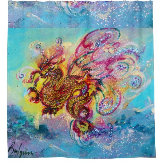 SEA DRAGON Aqua Blue Fantasy Duschvorhang (Vorderseite)