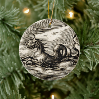 Sea Dragon aus dem 16. Jahrhundert Weltkarte Keramik Ornament