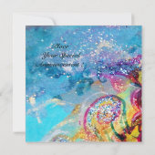 SEA DRAGON Blau violett lila schwarz gelb Einladung (Rückseite)