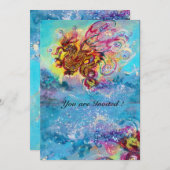 SEA DRAGON Blau violett lila schwarz gelb Einladung (Vorne/Hinten)