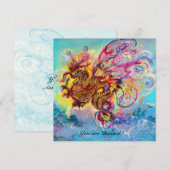 SEA DRAGON Blau violett lila schwarz gelb Einladung (Vorne/Hinten)