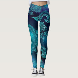Sea Dragon Monster Blauer Türkische Leggings