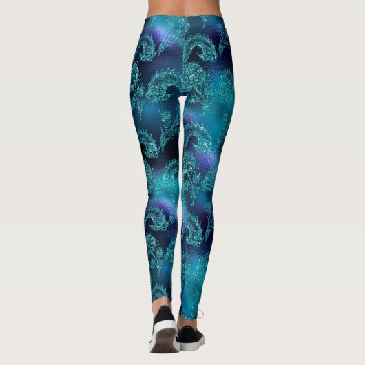 Sea Dragon Monster Turquoise Personalisierte Leggi Leggings (Rückseite)