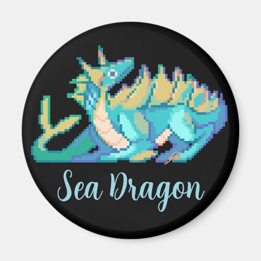 Sea Dragon pixel art Magnet (Vorne)