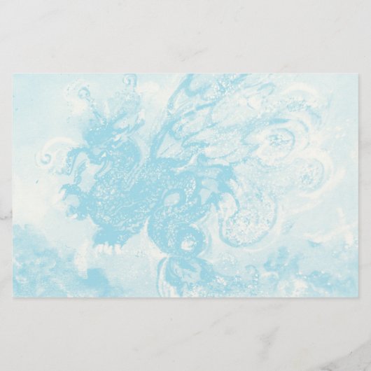 SEA DRAGON UNTER WAVES Fantasy Pink Blue Briefpapier (Rückseite)