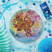 SEA DRAGON UNTER WAVES Fantasy Pink Blue Pappteller (Party)