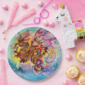 SEA DRAGON UNTER WAVES Fantasy Pink Blue Pappteller (Party)