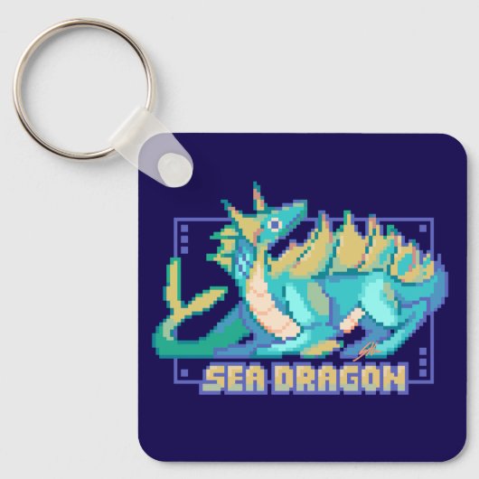 Sea dragon, zee draak pixel art schlüsselanhänger (Vorderseite)