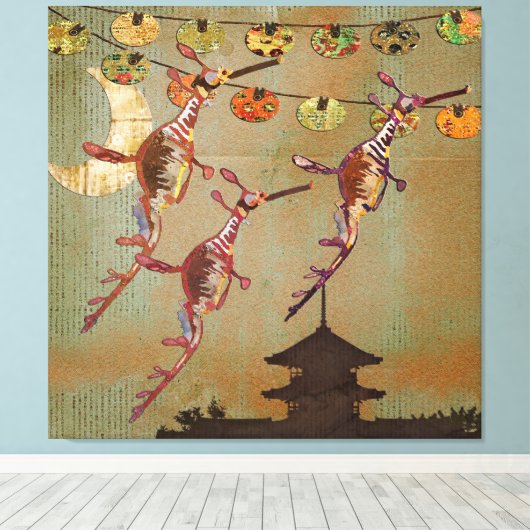 Sea Dragons Moonlight Journey Leinwand (Insitu (Holzboden))