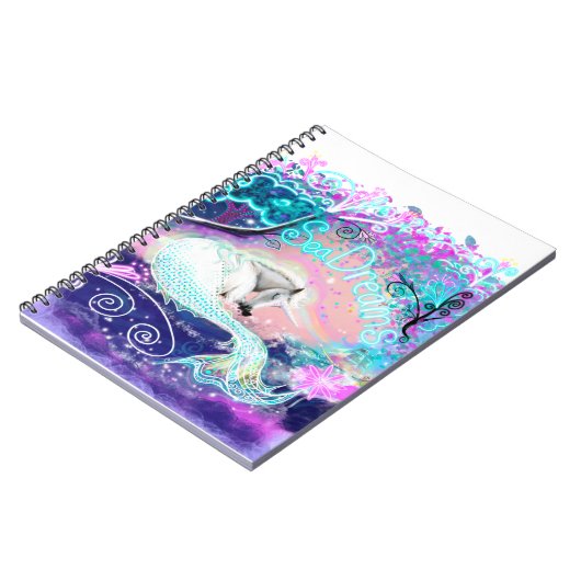 Sea Dreams Unicorn Art Notebook Notizblock (Linke Seite)
