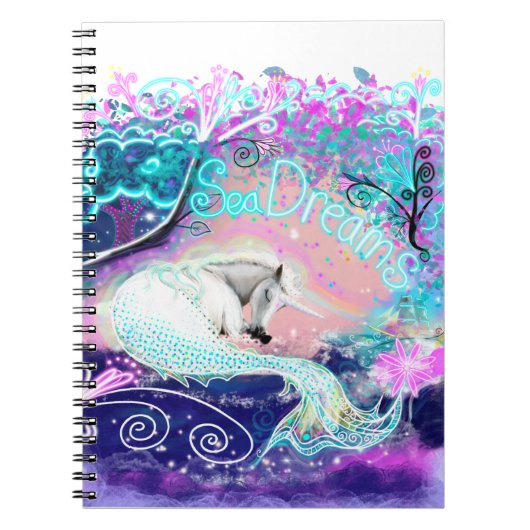 Sea Dreams Unicorn Art Notebook Notizblock (Vorderseite)