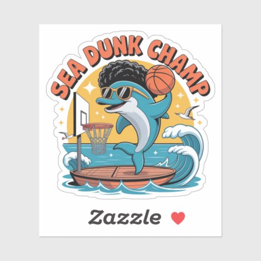 Sea Dunk Champ Dolphin Afro Basketball Aufkleber (Blatt)