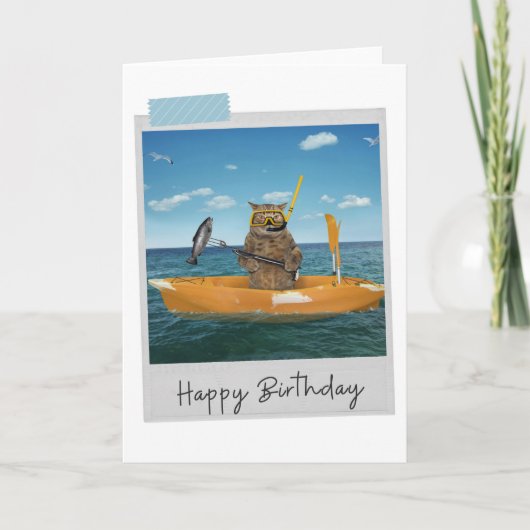 Sea Fishing Cat Funny Birthday Card Karte (Vorderseite)