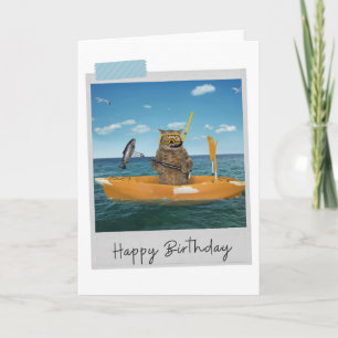 Sea Fishing Cat Funny Birthday Card Karte