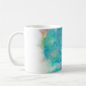 Sea Foam Agate Marble Abstrakt Name Monogram Kaffeetasse (Links)