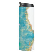 Sea Foam Agate Marble Abstrakt Name Monogram Thermosbecher (Nach rechts gedreht)