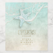 Sea Foam Beach Wedding Cheers ID837 Weinetikett (Einzelnes Label)