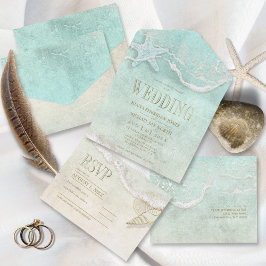 Sea Foam Beach Wedding ID837 All In One Einladung
